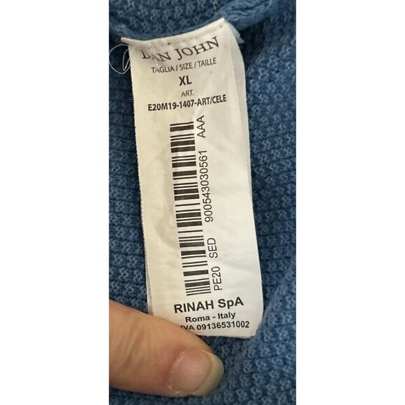 Dan John Blue Textured V-Neck Long Sleeve Pullover Sweater For Men - Picture 11 of 11